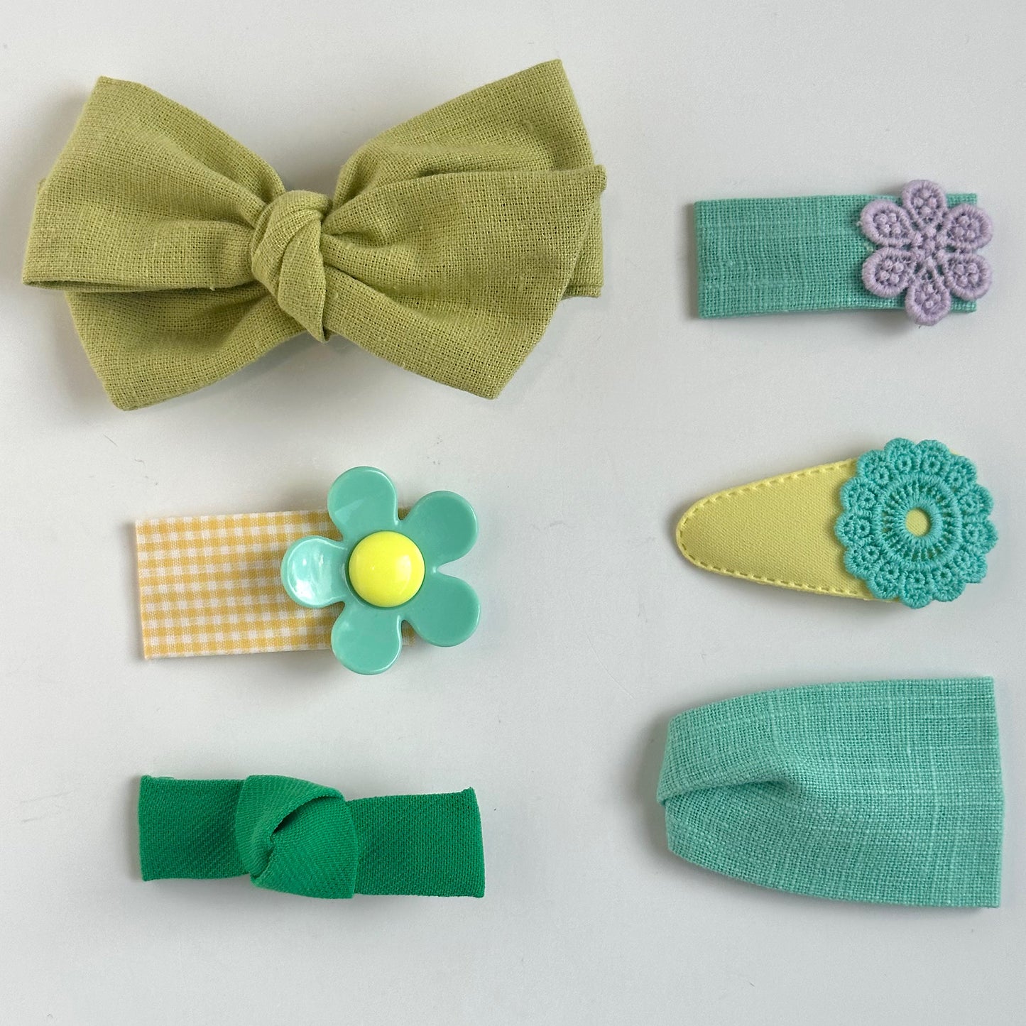 (Chenny Bong Bong) Kids’ Luna Mint Hair Clips 6-piece Set