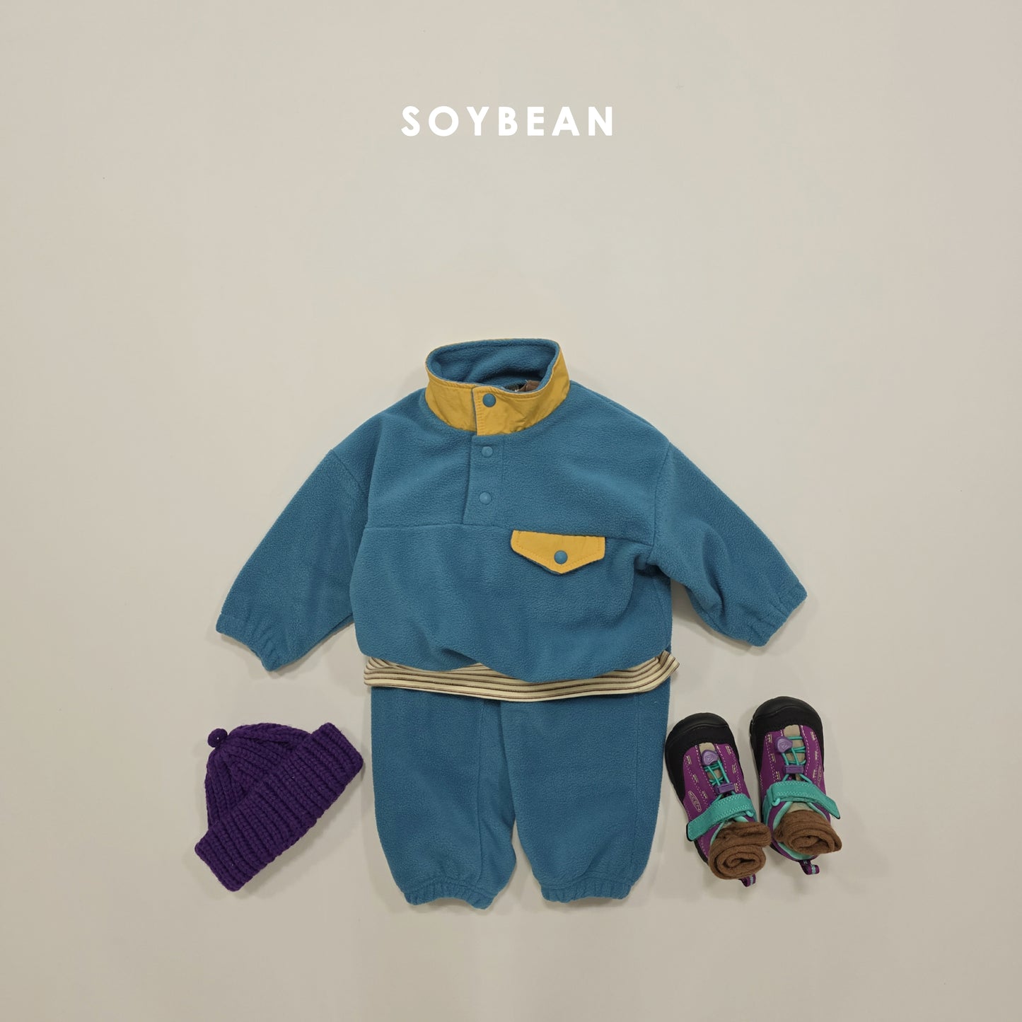(Pre-order) Soybean Kids Winter - Mountain Neck Fleece Top & Bottom Set 마운틴넥플리스세트 (4 Colors)