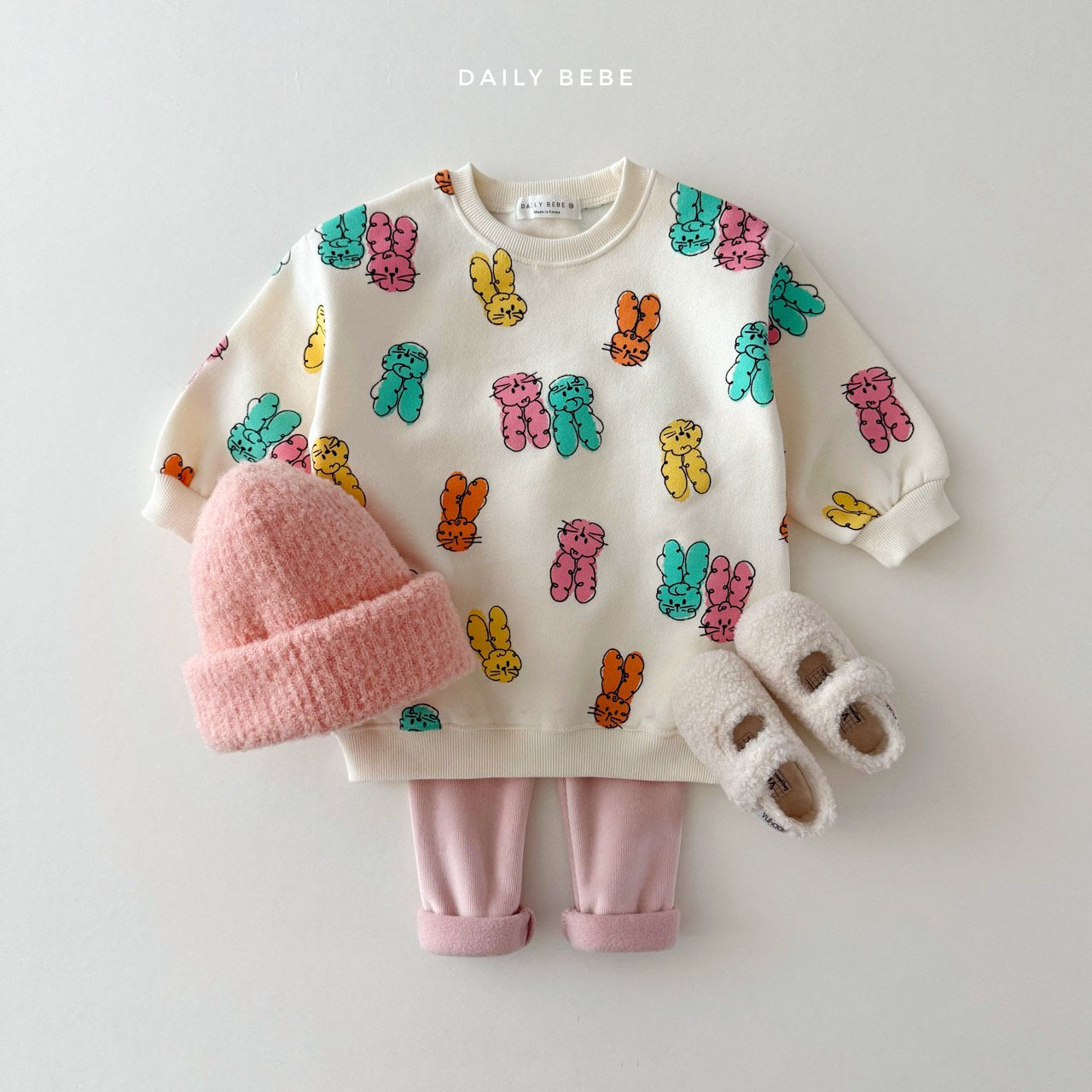 (Pre-order) Daily Bebe Winter - Kids' Playful Animal Long Sweatshirt 롱 맨투맨 (2 Colors)