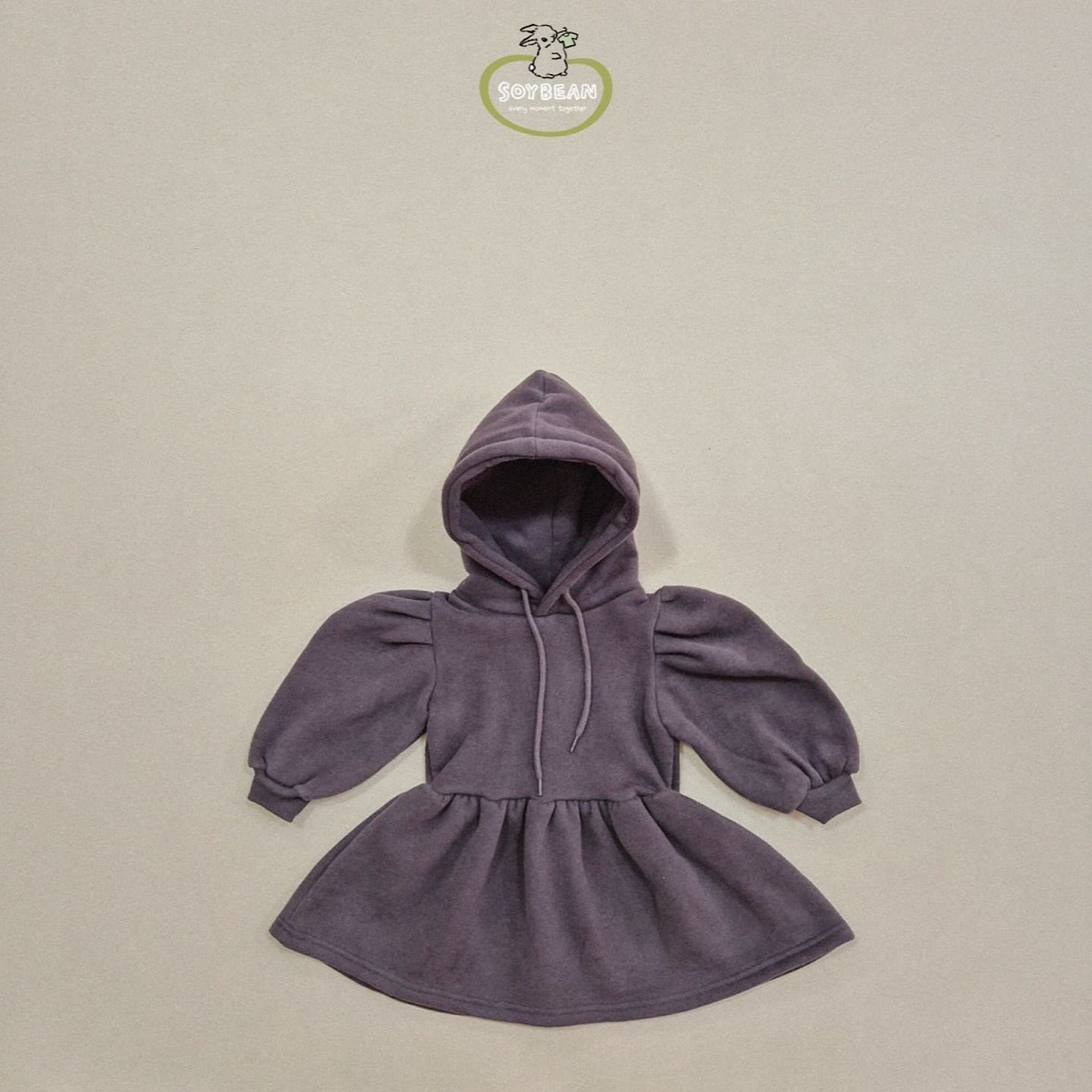 (Pre-order) Soybean Kids - Fleece-Lined Hooded Puff Dress 양기모후드원피스 (2 Colors)