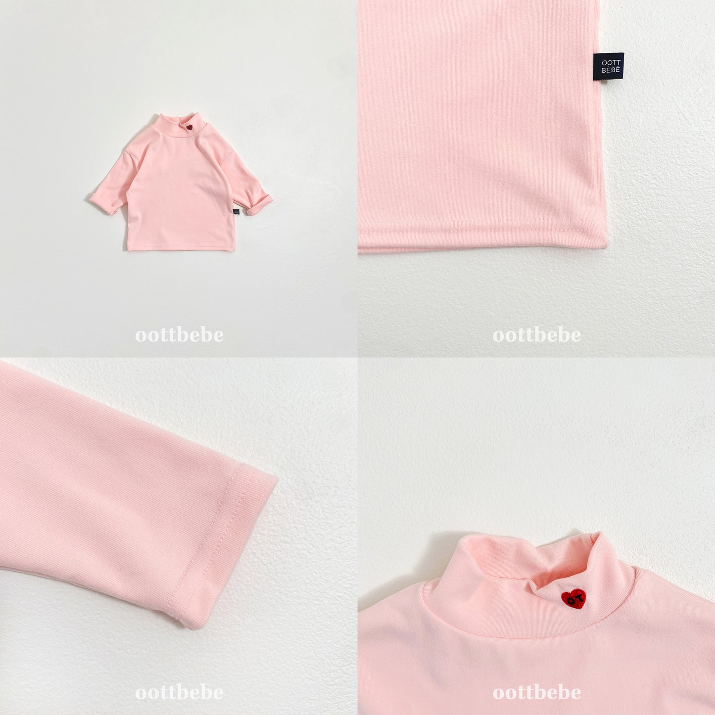 (Pre-order) OOTTBEBE Winter - Signature Heart Turtleneck Tee OT하트폴라티 (4 Colors)
