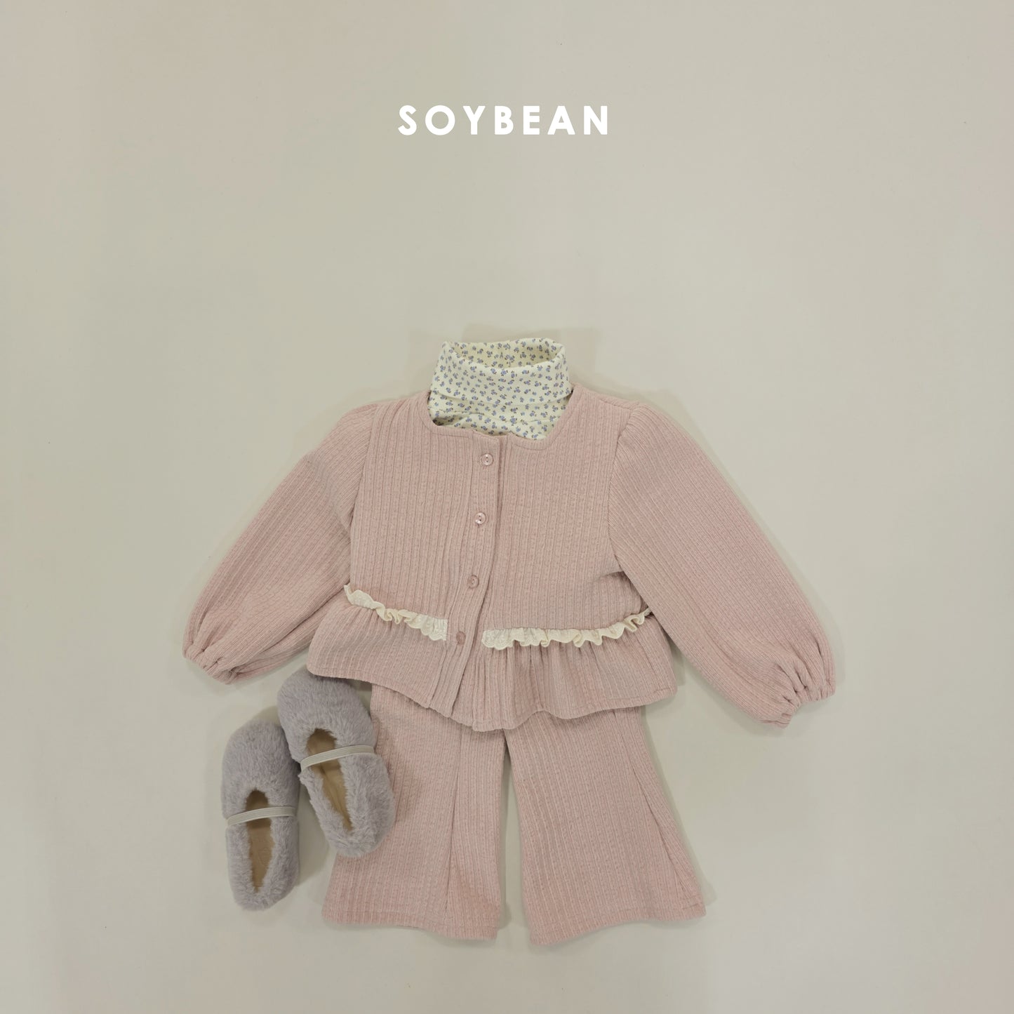 (Pre-order) Soybean Kids Winter - Mochi Square Top & Bottom Set 모찌스퀘어상하 (2 Colors)