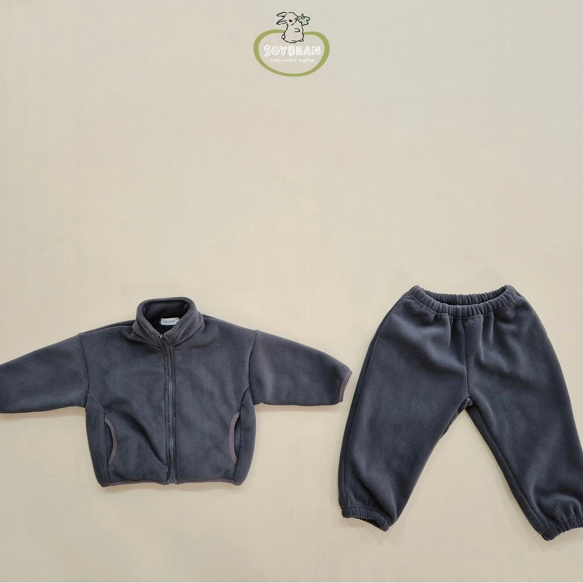 (Pre-order) Soybean Kids - Super Fleece Zip-Up Top & Bottom Set 슈퍼플리스집업상하복 (4 Colors)