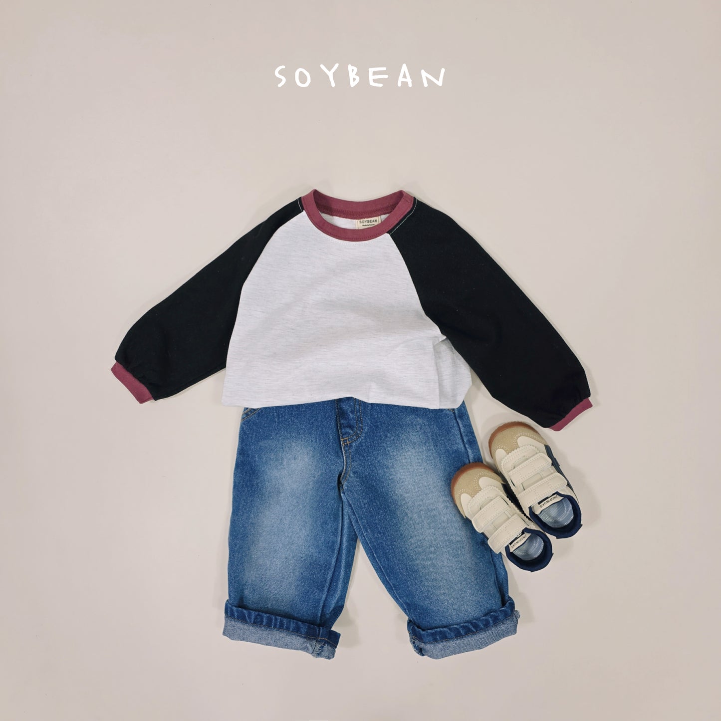 (Pre-order) Soybean Kids Spring - Wide Brush Denim Pants 와이드브러쉬데님팬츠 (2 Colors)