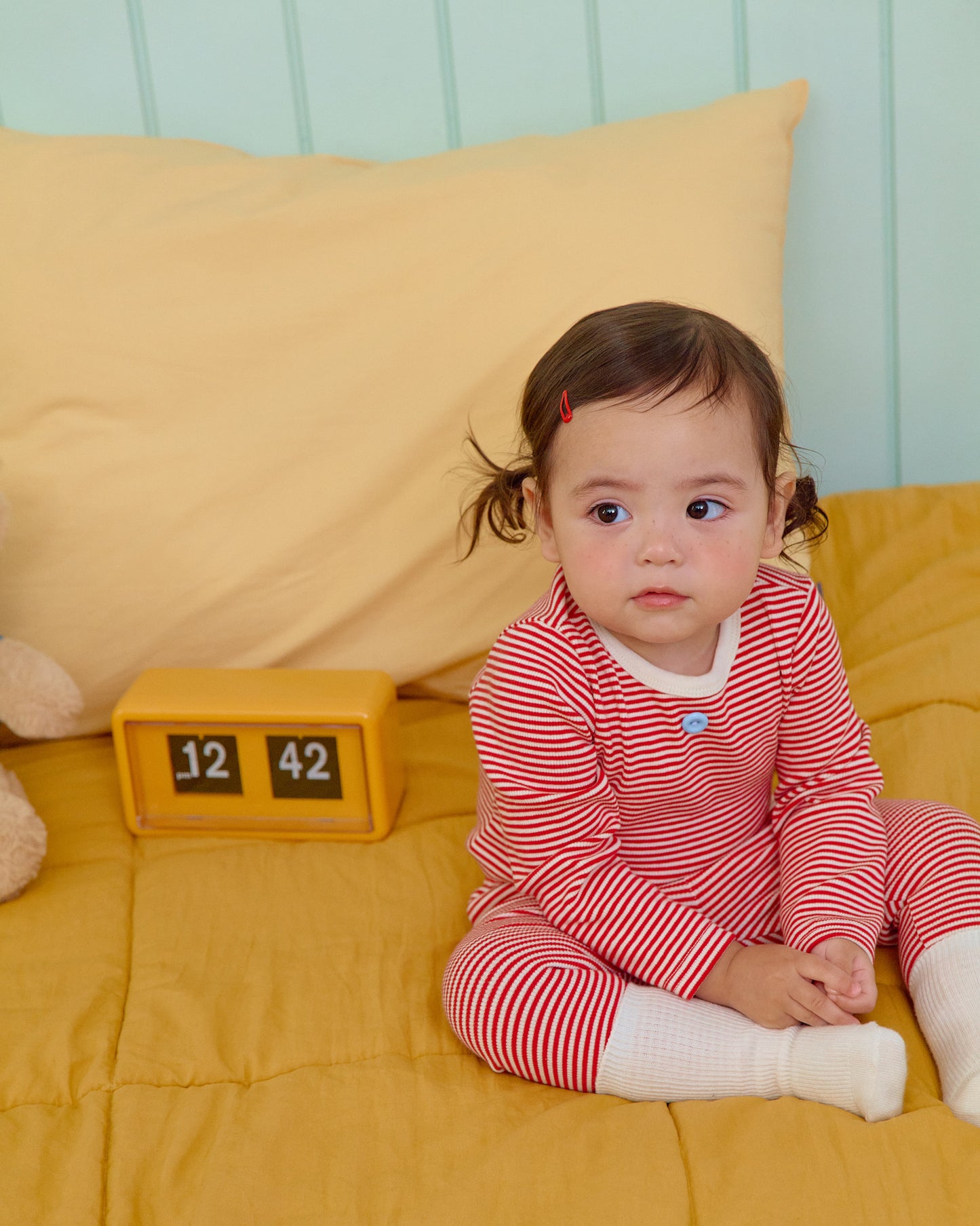 (Pre-order) OOTTBEBE Fall - Sweet Stripe Pajama Set 바닐라라떼실내복 (3 Colors)