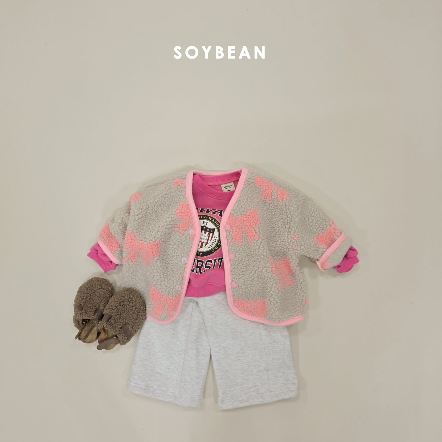 (Pre-order) Soybean Kids Winter - Ribbon Sherpa Jacket 리본양털자켓 (2 Colors)