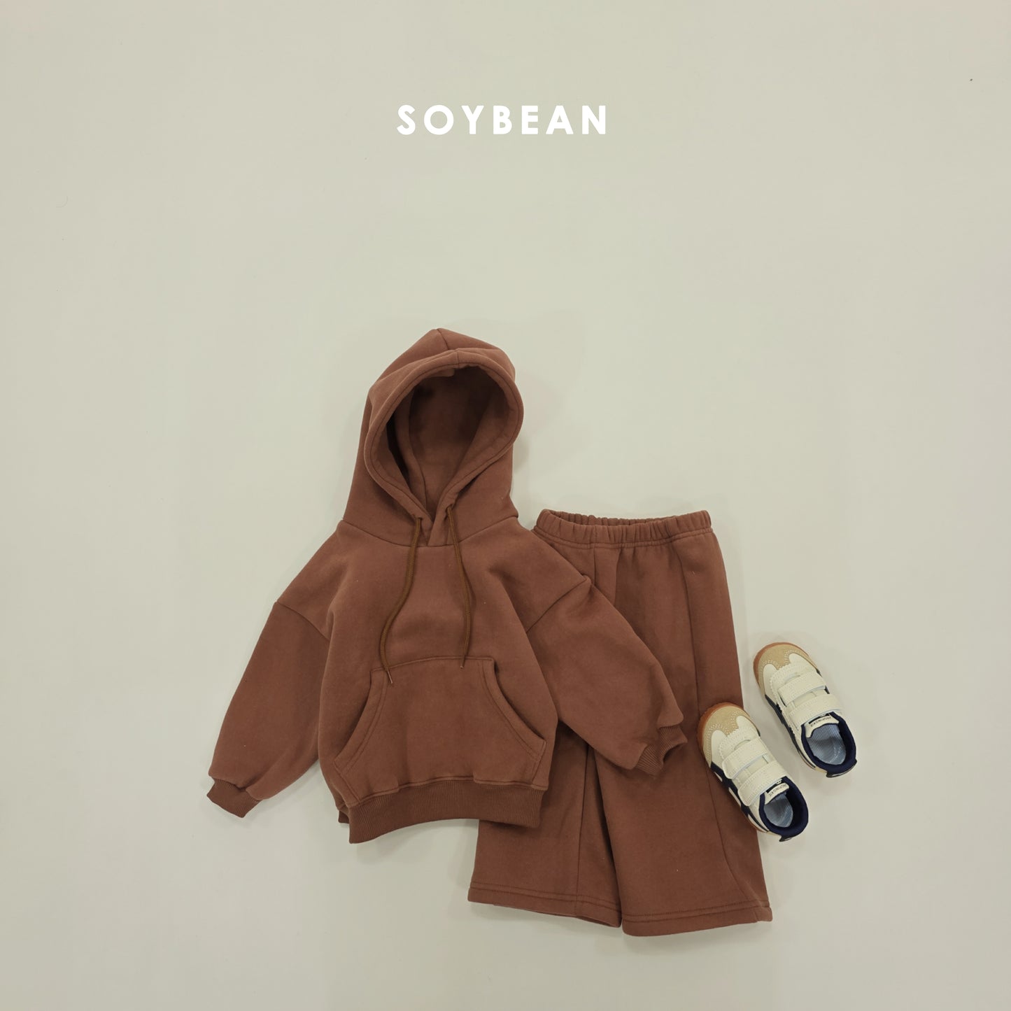(Pre-order) Soybean Kids Winter - Hooded Fleece-Lined Wide Top & Bottom Set 후드와이드상하복 (5 Colors)
