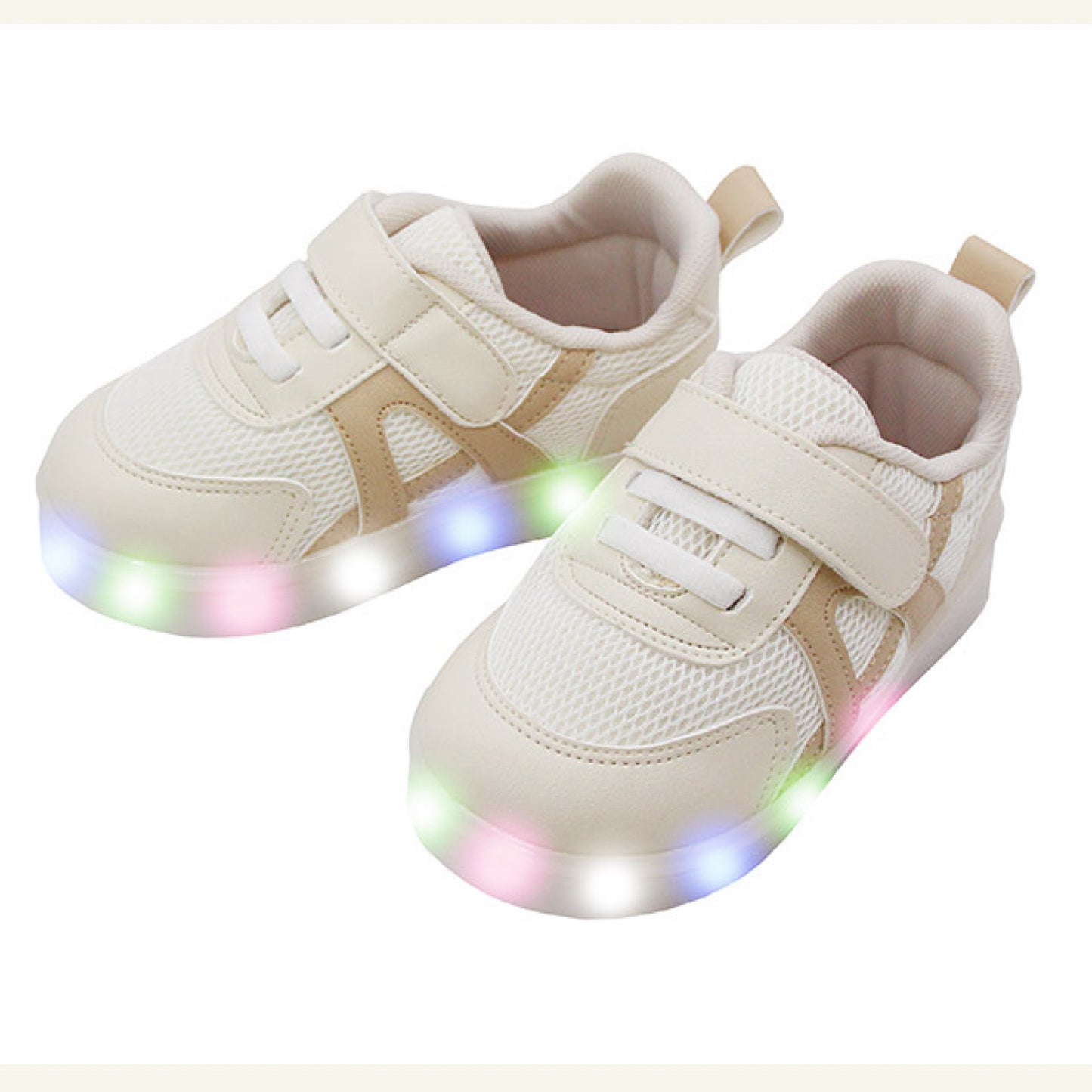(Pre-order) KoongsKoongs Kids’ Bread LED Light-up Sneakers (Butter Beige)