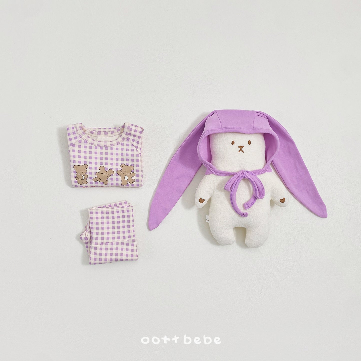 (Pre-order) OOTTBEBE Winter - Checked Bear Full Bodysuit 체크베어슈트 (2 Colors)