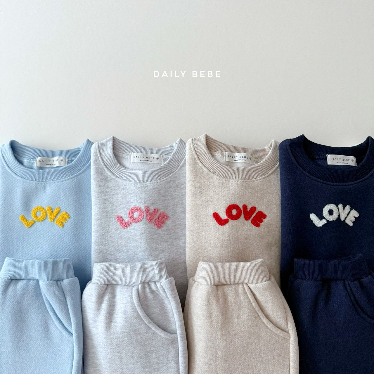 (Pre-order) Daily Bebe - Kids’ Love Top & Bottom Set 러브부클셋트 (4 Colors)