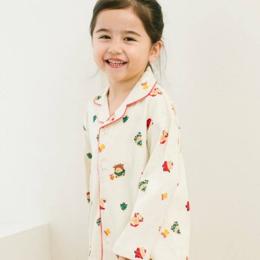 (Baby Boom) Christmas Bamboo Botton-Down Long Sleeve Pajama Set