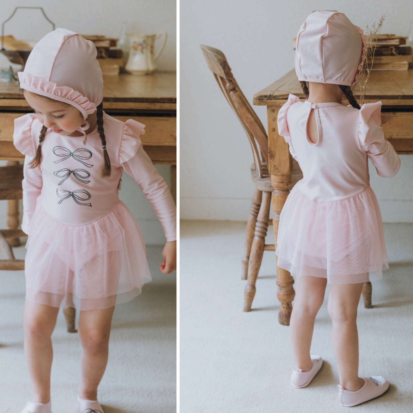 (Pre-order) KoongsKoongs Kids’ Premium Elina Rash Guard Dress Set (Pink)