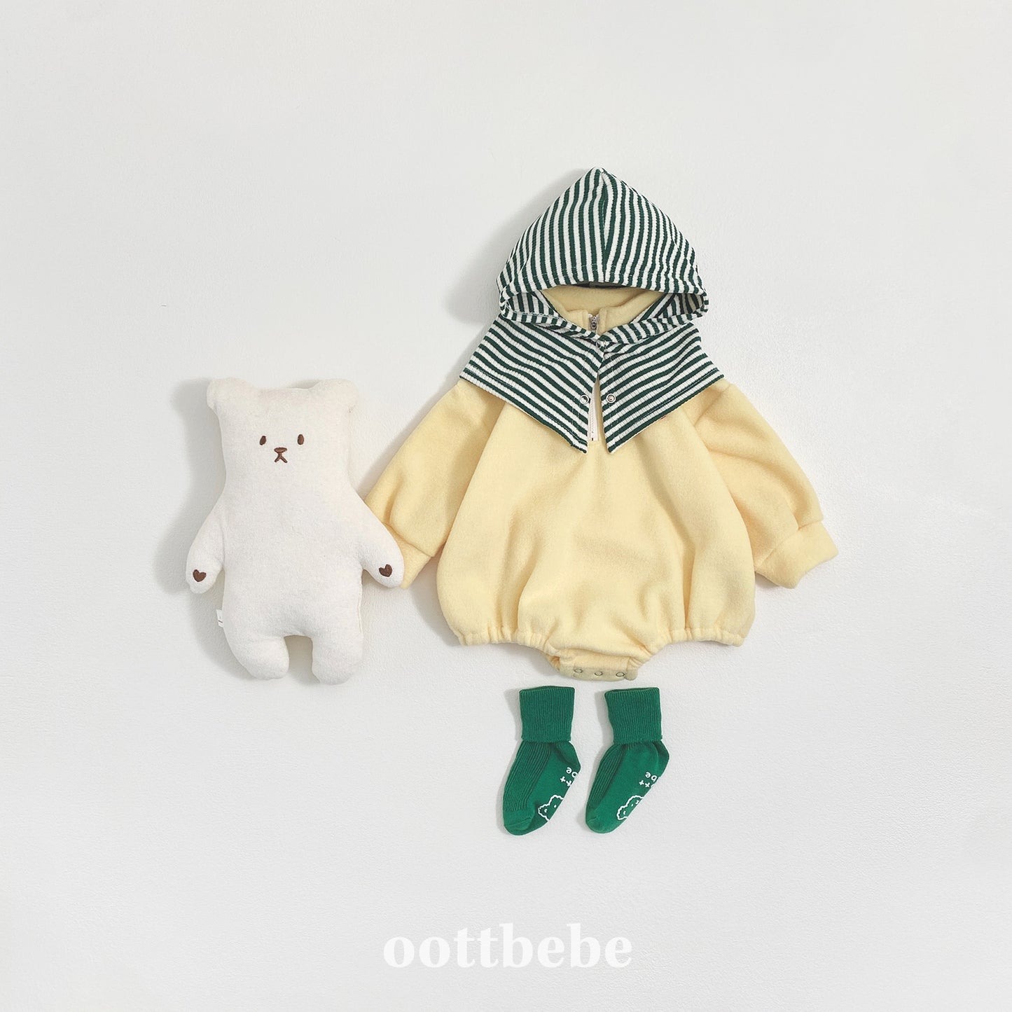 (Pre-order) OOTTBEBE Winter - Puppy Fleece Anorak Bodysuit 멍멍아노락슈트 (4 Colors)