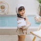 (Pre-order) KoongsKoongs Kids’ Premium Chouchou Ruffle Rash Guard Dress Set (Ivory)