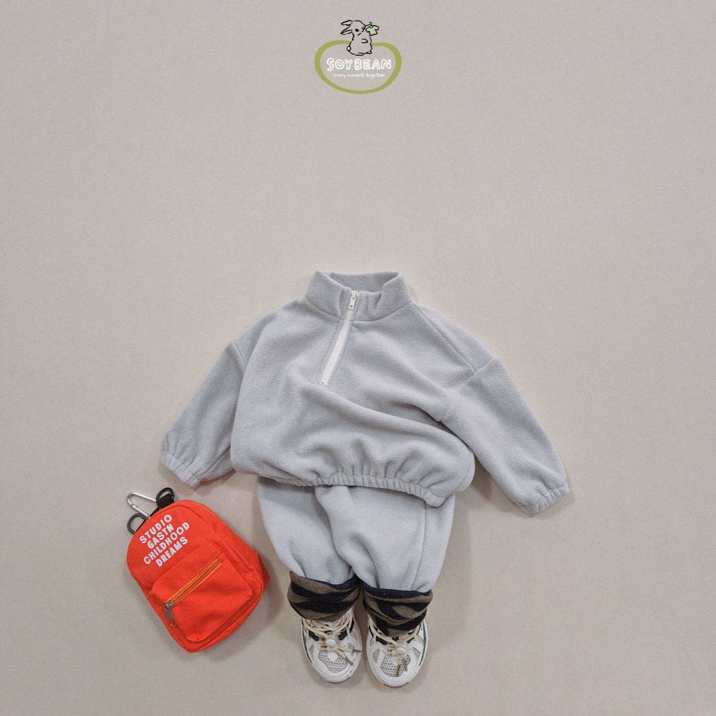 (Pre-order) Soybean Kids - Half-neck Fleece Top & Bottom Set 하프넥플리스상하복 (6 Colors)