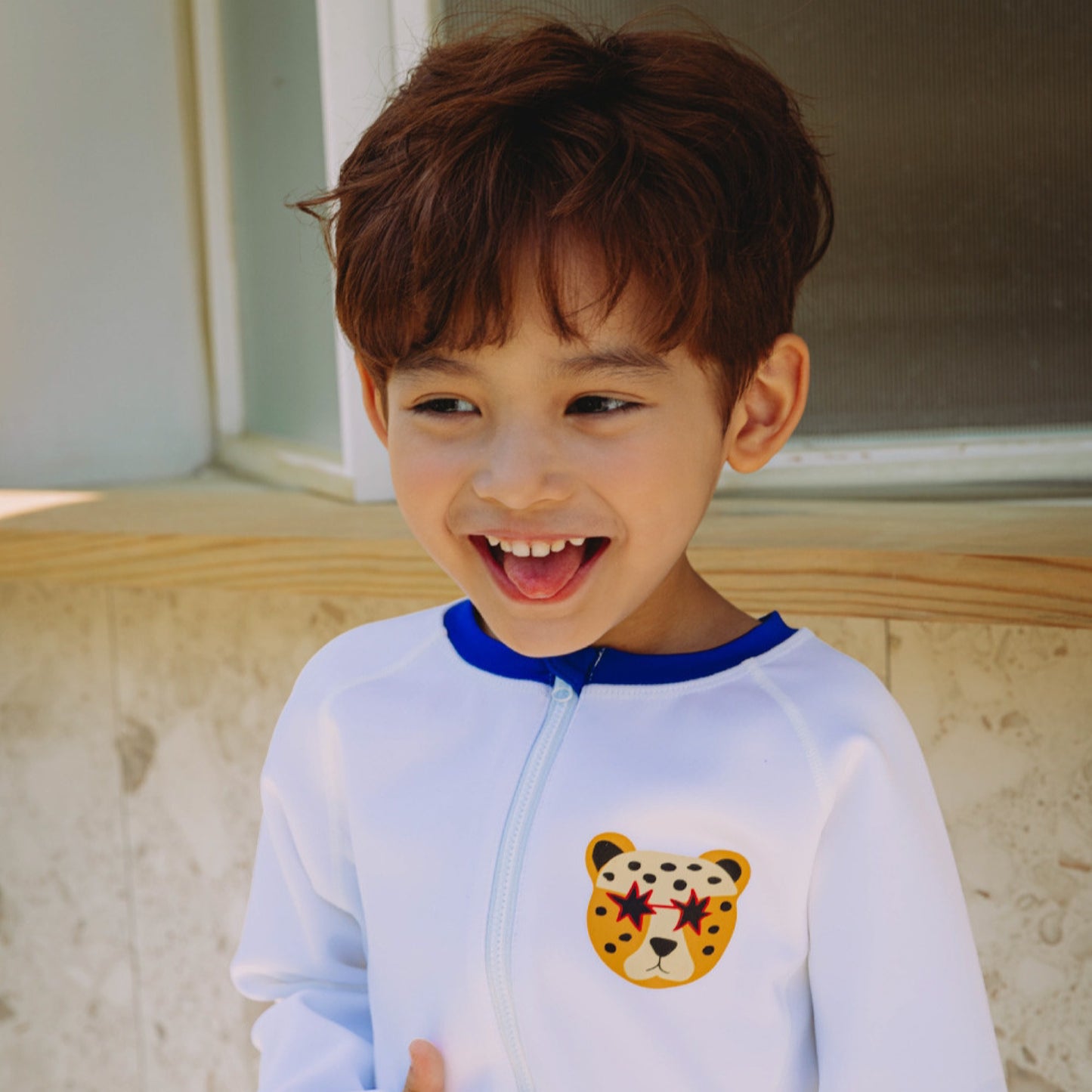 (Pre-order) KoongsKoongs Kids’ Premium Tok Tok Warm All-in-One Rash Guard (Cheetah)