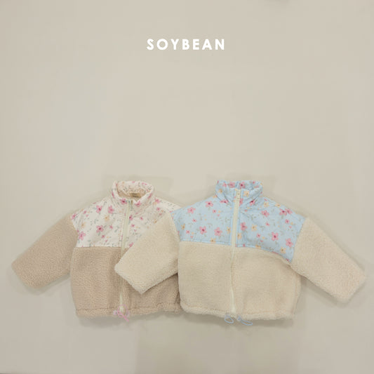 (Pre-order) Soybean Kids Winter - Flower Patch Sherpa Jacket 꽃배색양털JP (2 Colors)