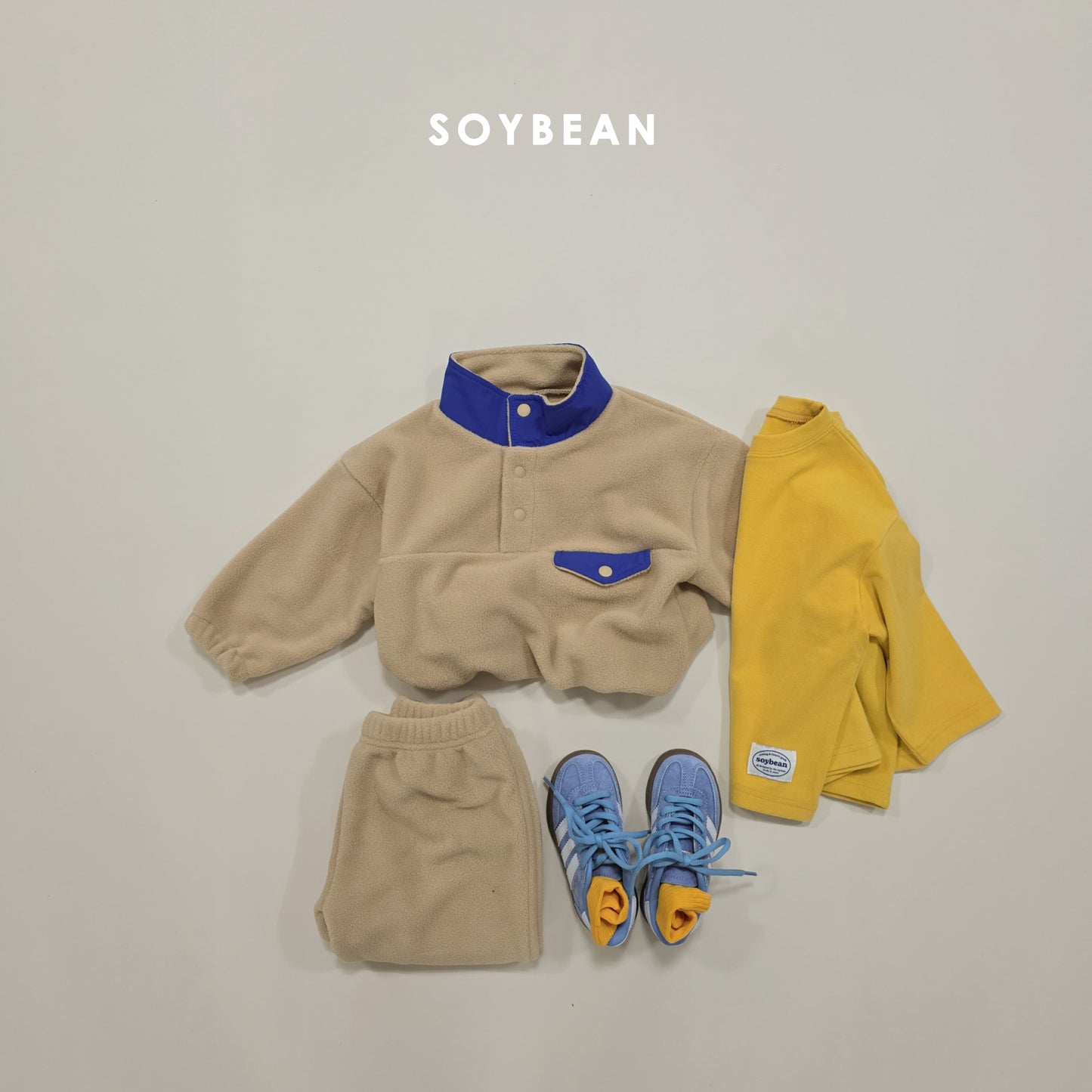 (Pre-order) Soybean Kids Winter - Mountain Neck Fleece Top & Bottom Set 마운틴넥플리스세트 (4 Colors)