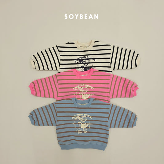 (Pre-order) Soybean Kids Winter - Jumping Bunny Stripe Fleece-Lined Sweatshirt 점핑버니단가라맨투맨 (3 Colors)