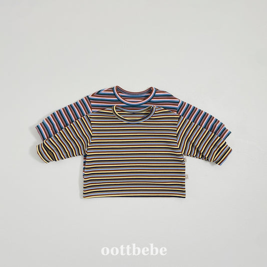 (Pre-order) OOTTBEBE Winter - Chunky Ribbed Stripe Tee 봉봉시보리티 (2 Colors)