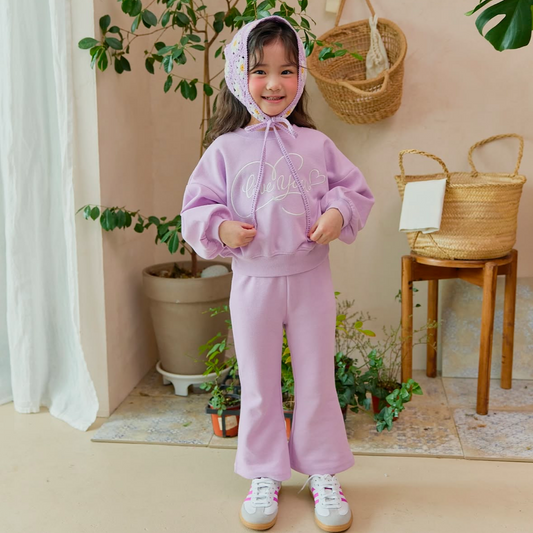 (Pre-order) Daily Bebe - Kids’ Love Bootcut Top & Bottom Set 러브 부츠컷세트 (4 Colors)