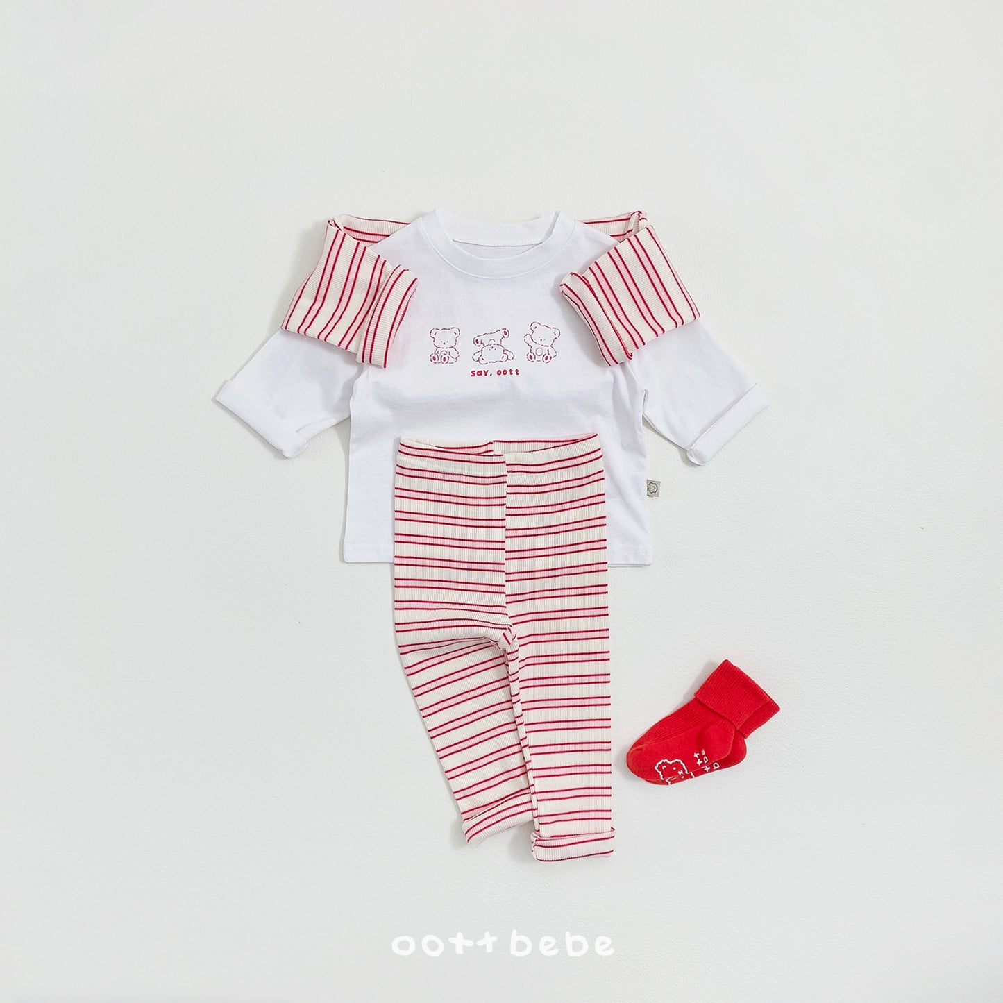 (Pre-order) OOTTBEBE Spring - Say OOTT 1+1 Kid Tee Set 세이오뜨1+1티셔츠 (4 Colors)