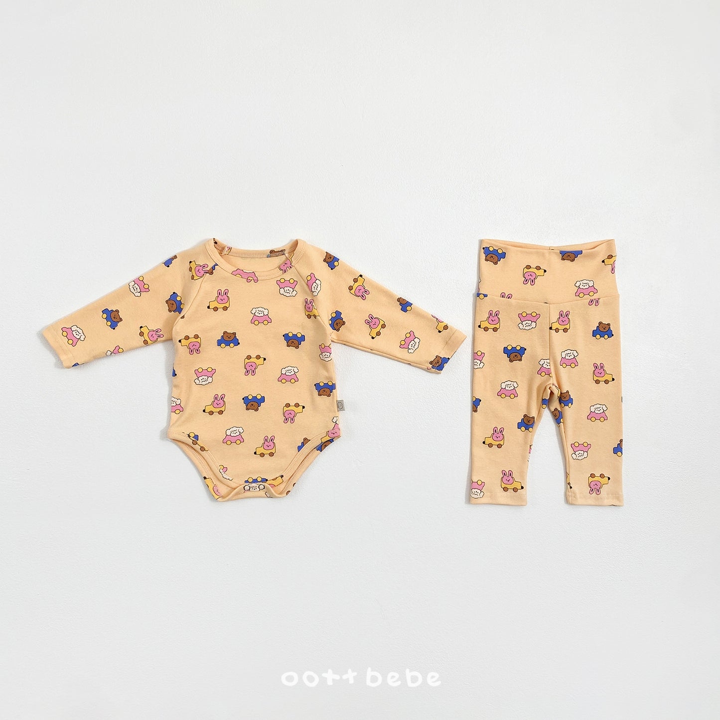 (Pre-order) OOTTBEBE Spring - Picnic Cotton Romper 나들이슈트세트 (4 Colors)