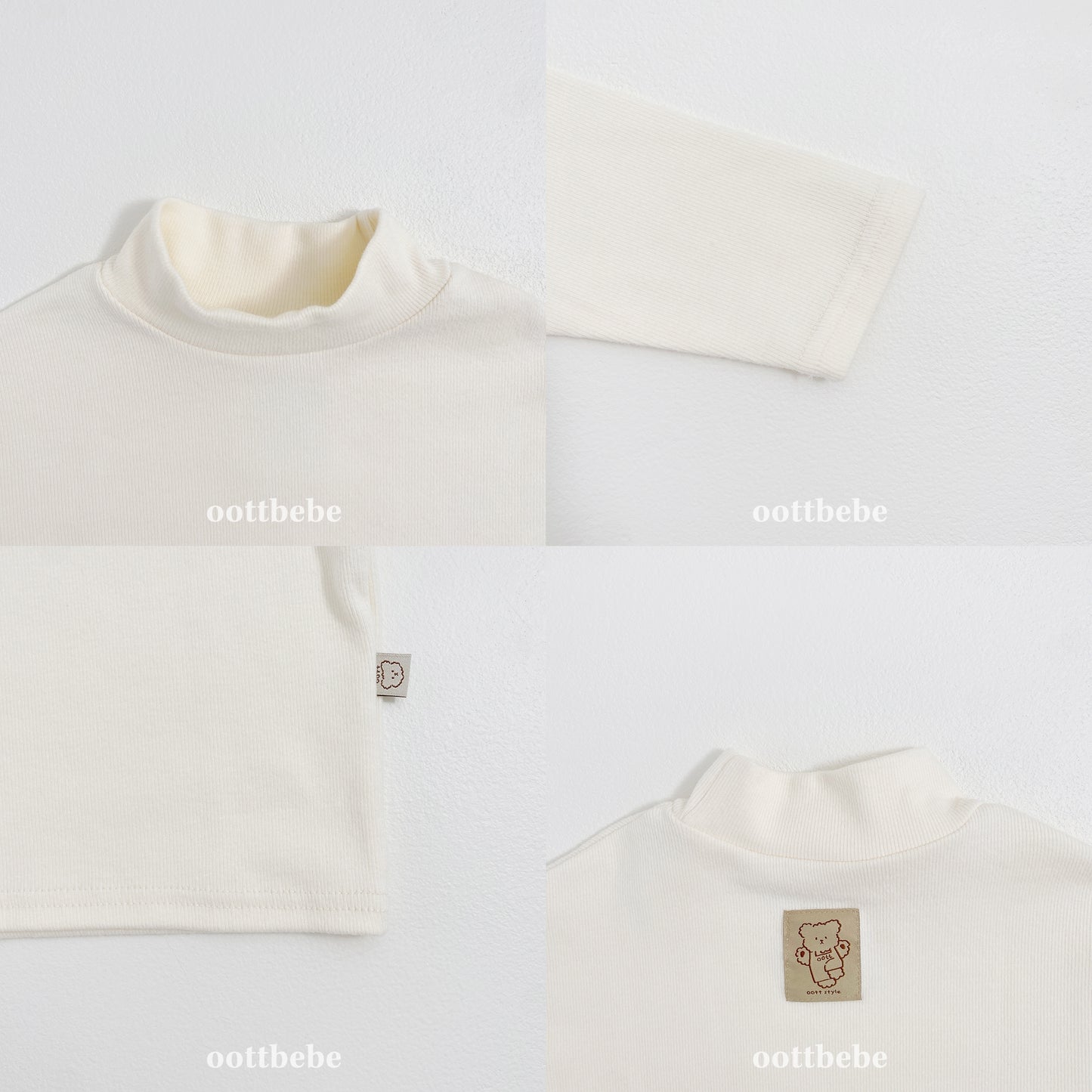 (Pre-order) OOTTBEBE Winter - Modal Ribbed Turtleneck Tee 모달골지폴라티 (4 Colors)