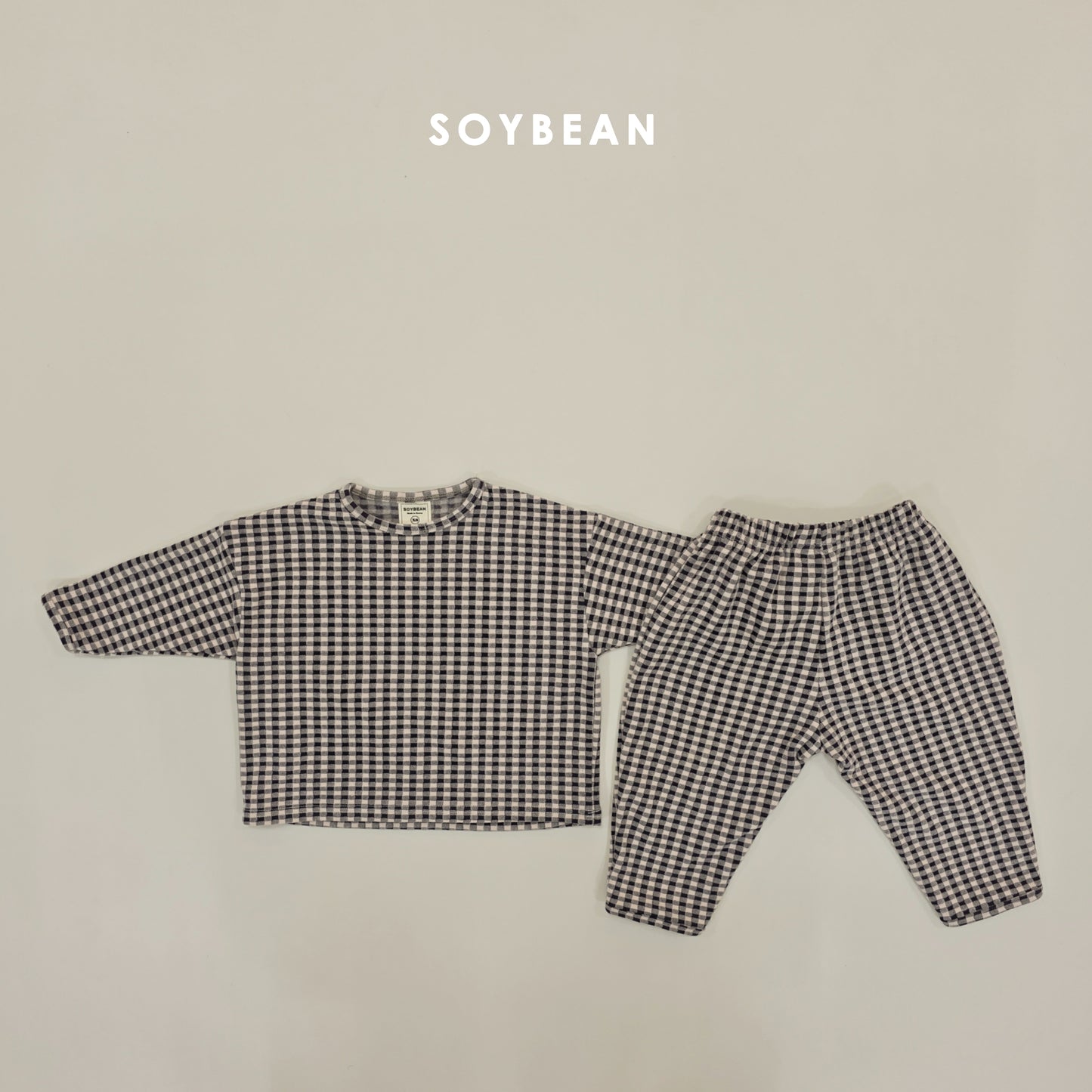 (Pre-order) Soybean Kids Winter - Check Cozy Fleece Top & Bottom Set 체크몽글실내복 (3 Colors)