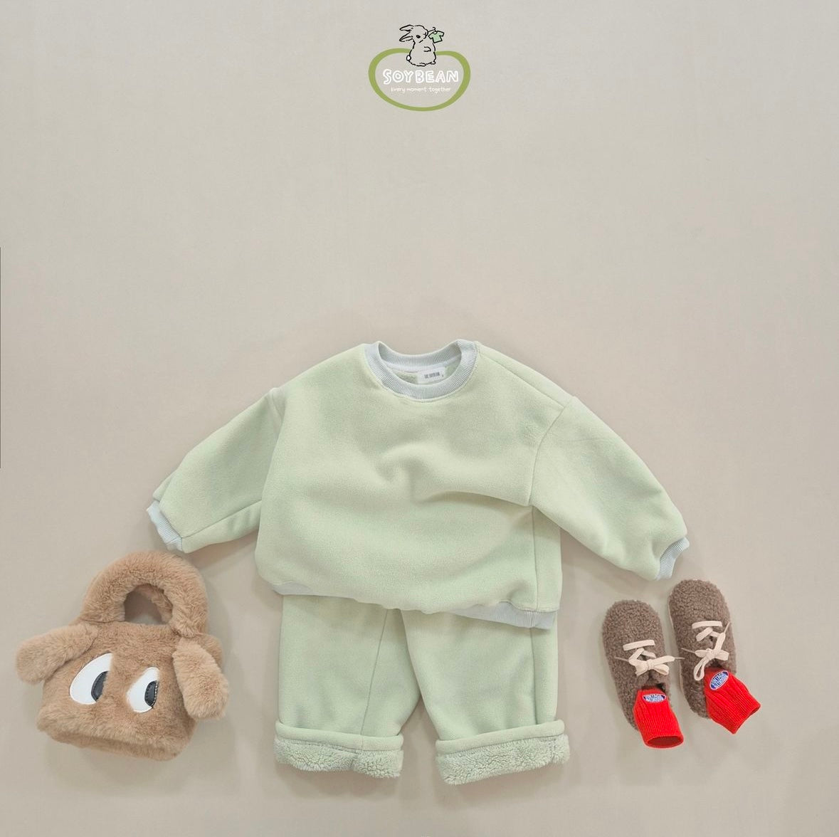 (Pre-order) Soybean Kids - Super Fleece Wide Top & Bottom Set 슈퍼플리스와이드상하복 (4 Colors)