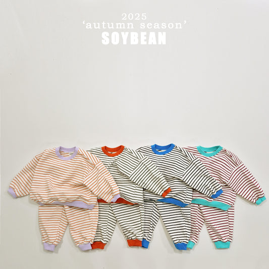 (Pre-order) Soybean Kids - Point Stripe Top & Bottom Set 포인트단가라상하복 (4 Colors)
