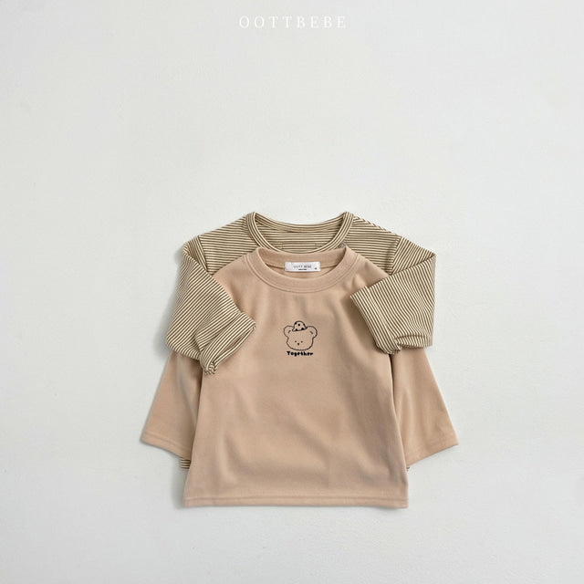 (Pre-order) OOTTBEBE - Kids’ Winter Duo T-Shirt Set 베이글 1+1 티셔츠 - Kids (6 Colors)