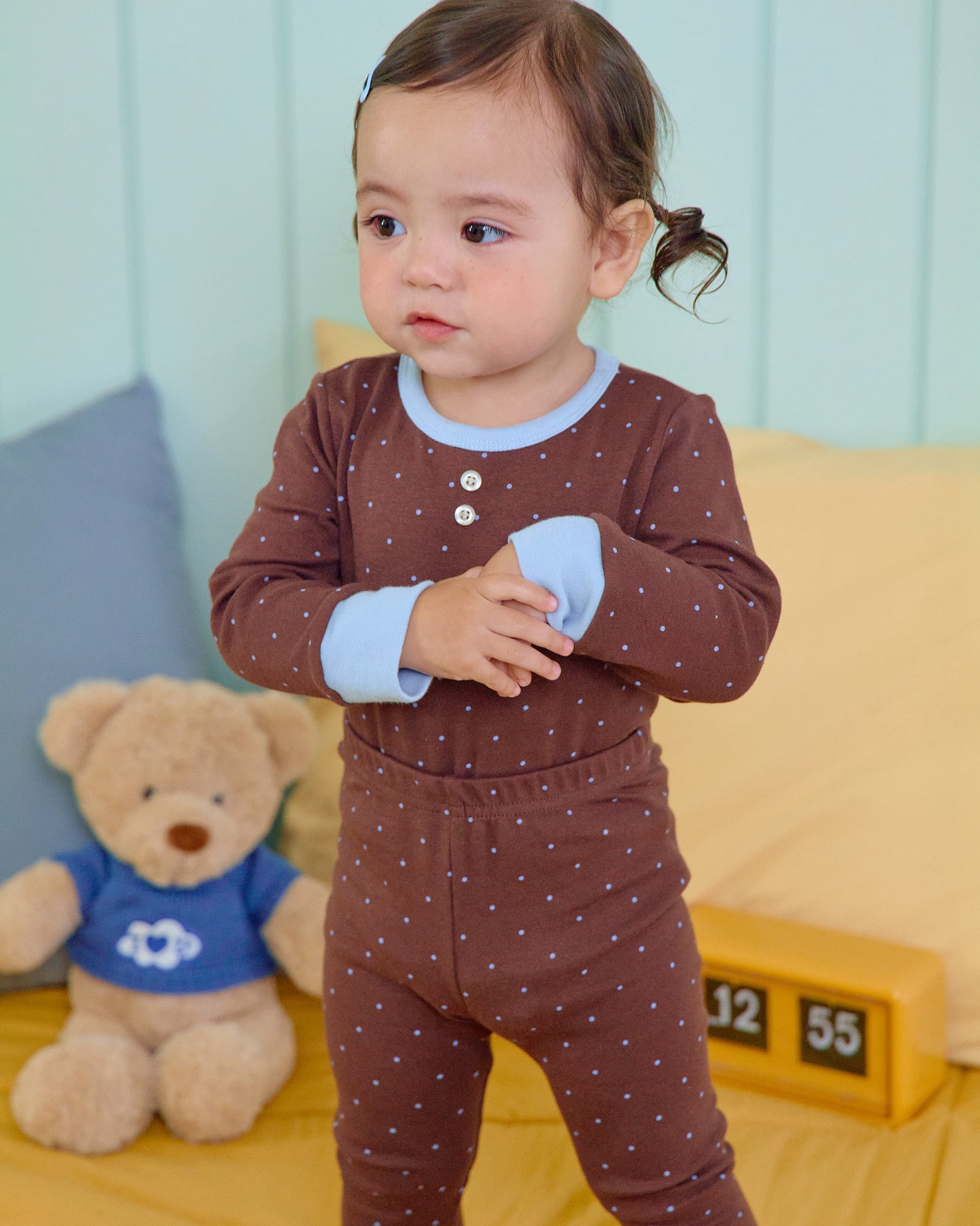(Pre-order) OOTTBEBE Fall - Mini Dot Pajama Set 슈슈도트실내복 (2 Colors)