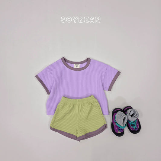 (Pre-order) Soybean Kids Summer - Color Mix Waffle Top & Bottom Set 칼라믹스와플상하복 (4 Colors)