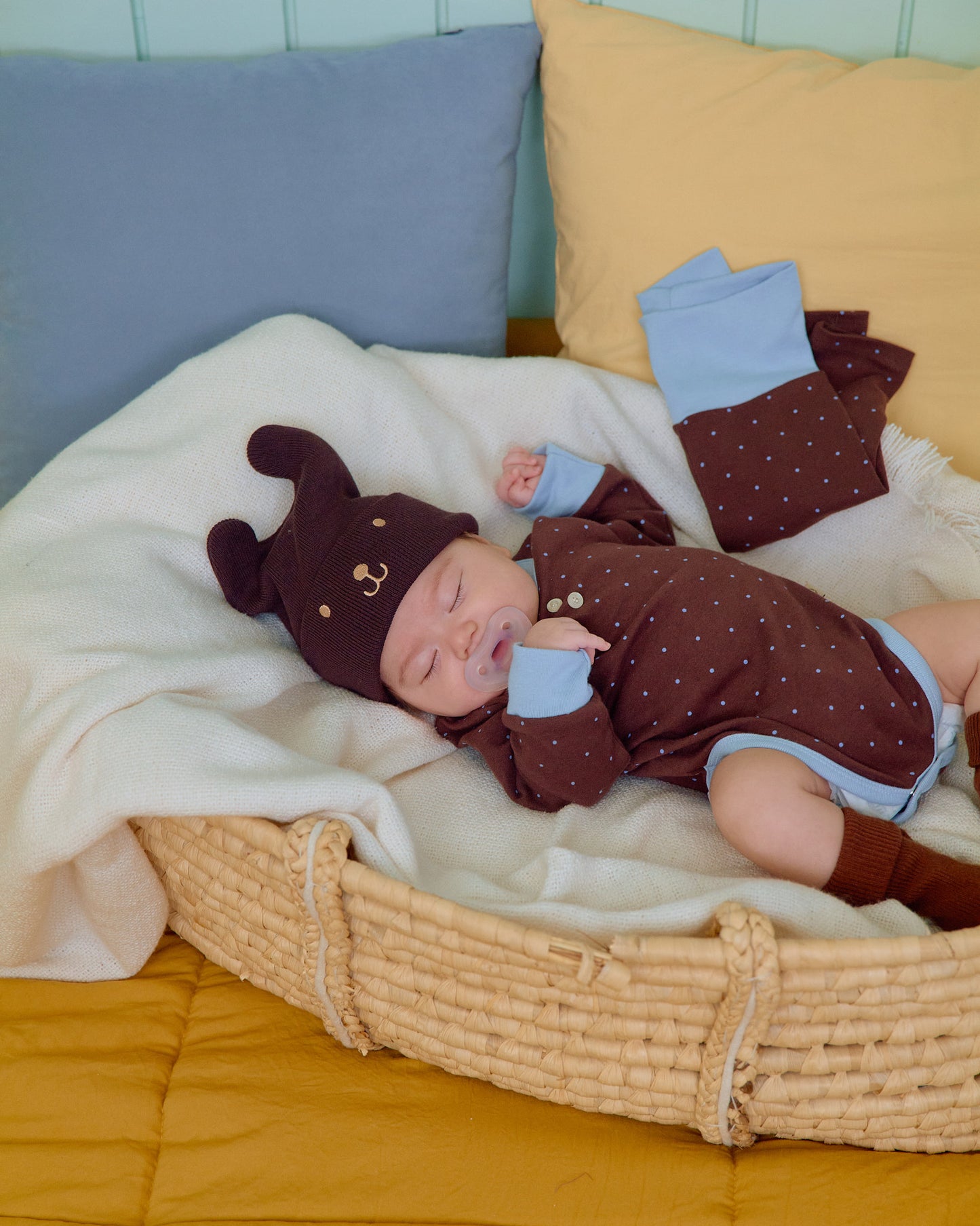 (Pre-order) OOTTBEBE Fall - Mini Dot Romper & Leggings Set 슈슈도트슈트세트 (2 Colors)