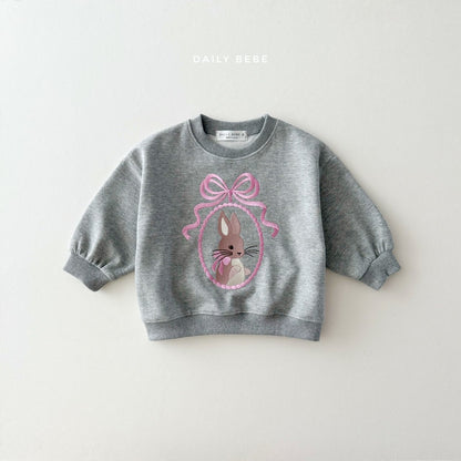 (Pre-order) Daily Bebe - Kids' Bunny Embroidery Sweatshirt 토끼 자수 맨투맨 (2 Colors)