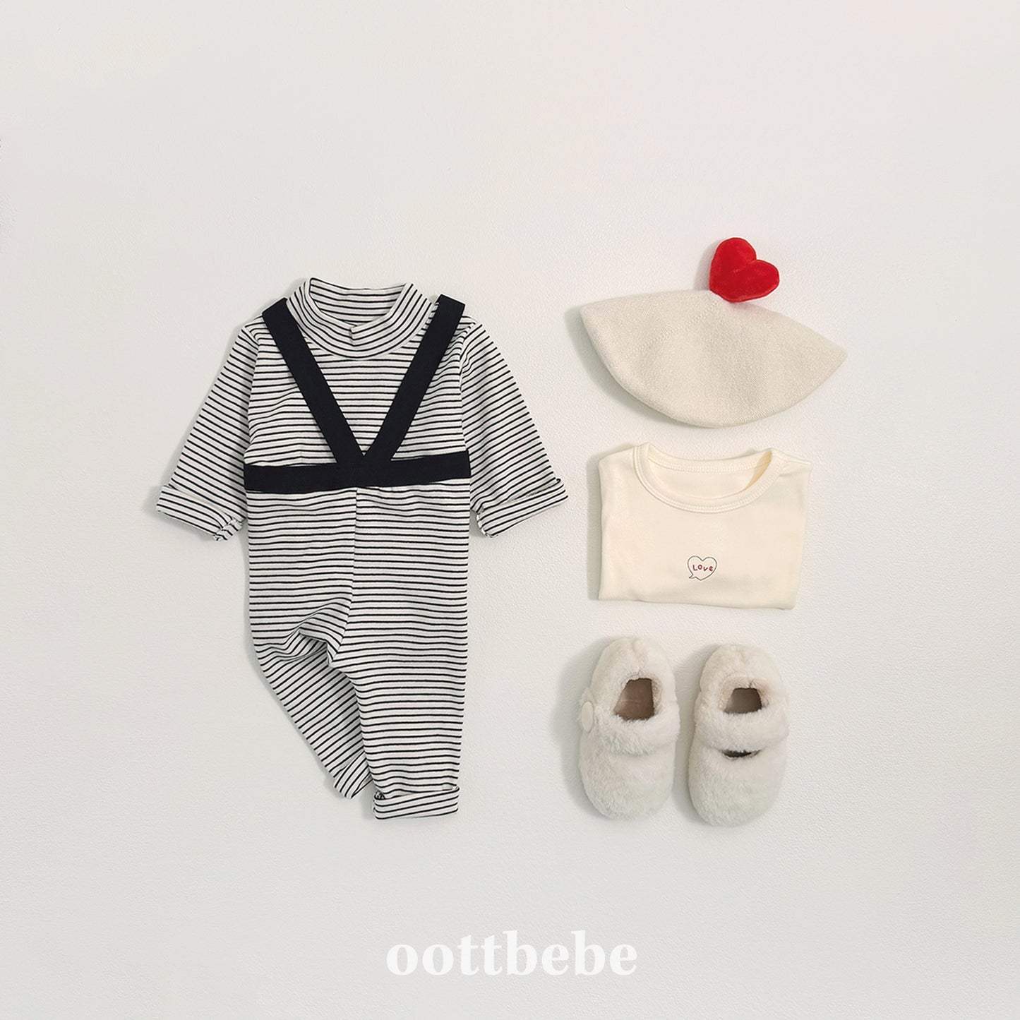 (Pre-order) OOTTBEBE Winter - (Bebe) Suspender Stripe Leggings 윈터멜빵레깅스 (3 Colors)