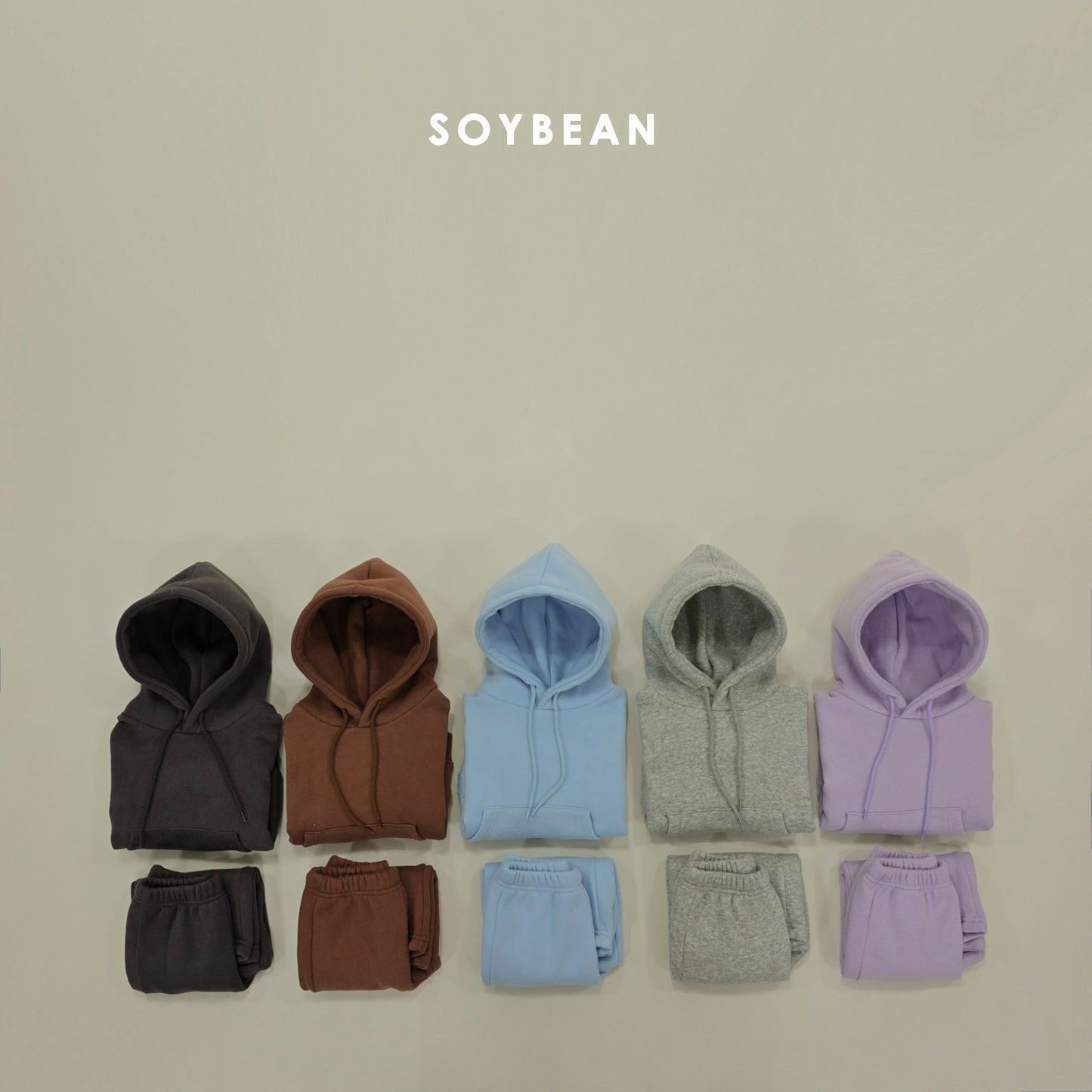 (Pre-order) Soybean Kids Winter - Hooded Fleece-Lined Wide Top & Bottom Set 후드와이드상하복 (5 Colors)