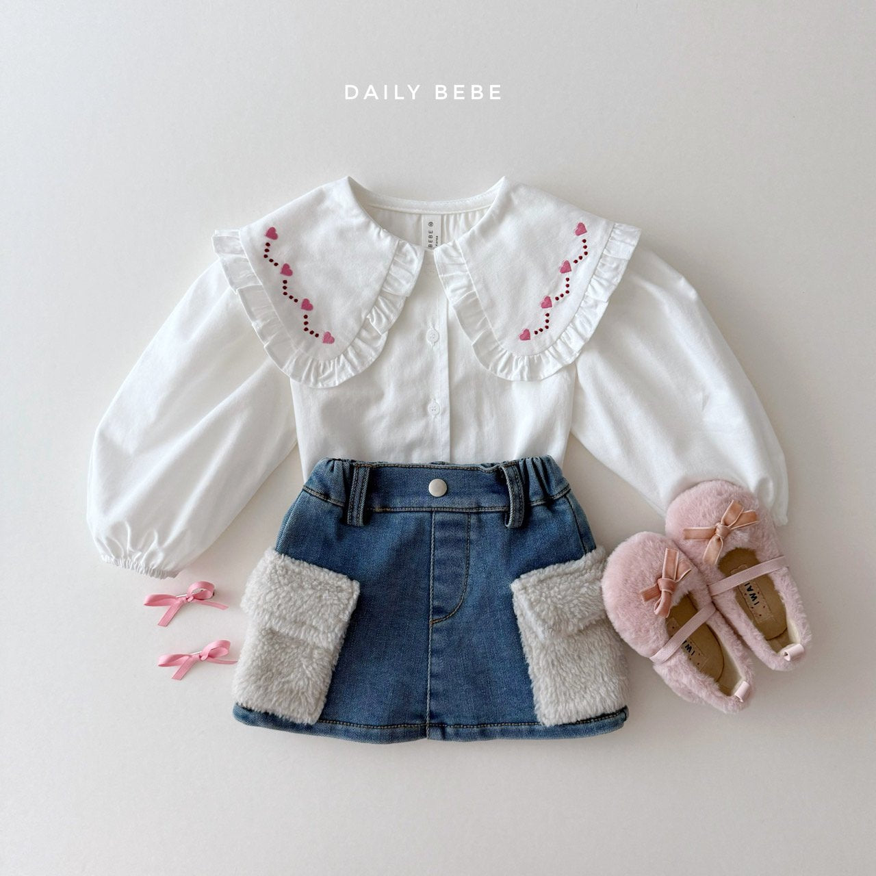 (Pre-order) Daily Bebe - Kids’ Embroidered Collar Blouse 자수카라 블랑