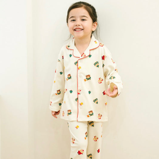 (Baby Boom) Christmas Bamboo Botton-Down Long Sleeve Pajama Set