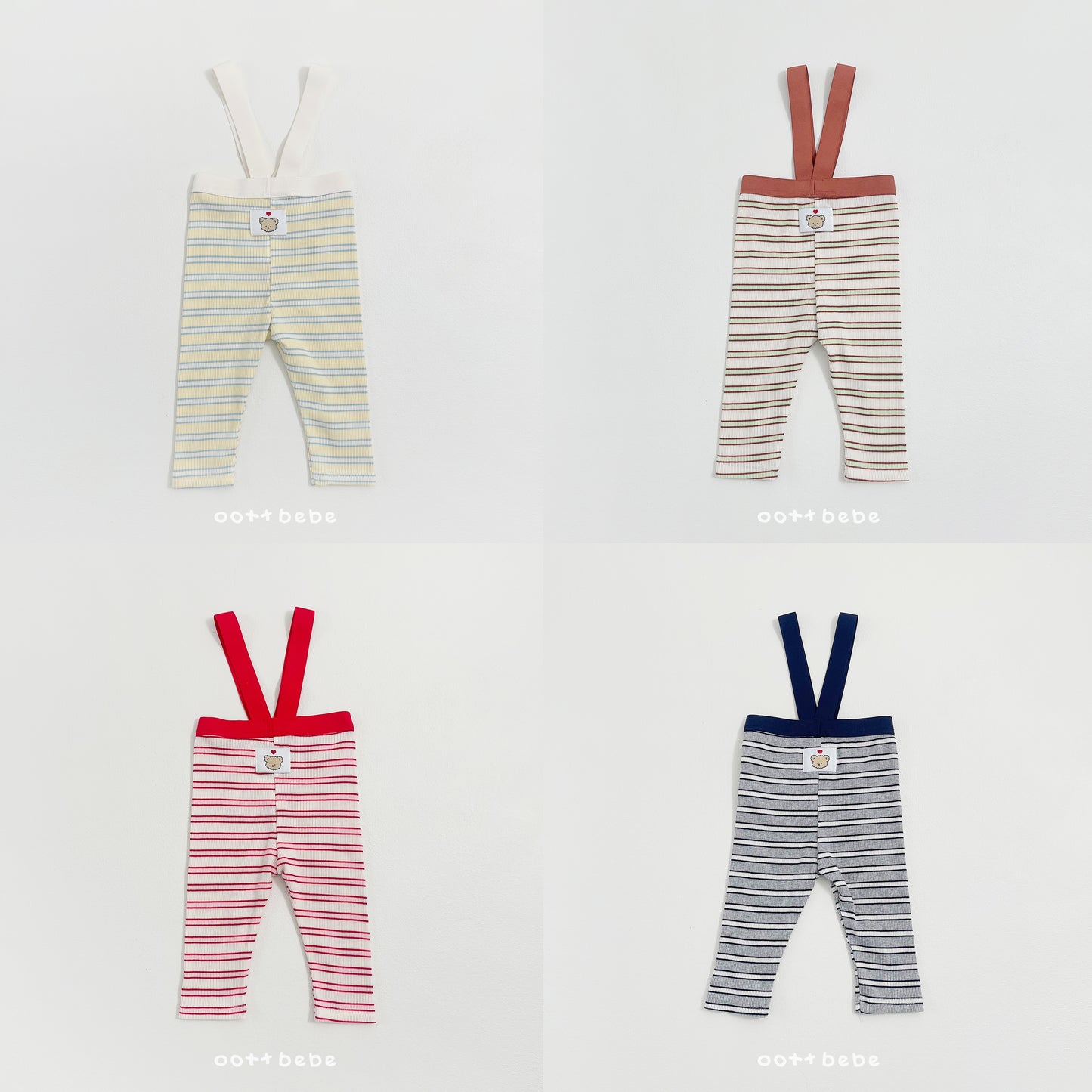 (Pre-order) OOTTBEBE Spring - Say OOTT Stripe Suspender Leggings 세이오뜨멜빵레깅스 (4 Colors)