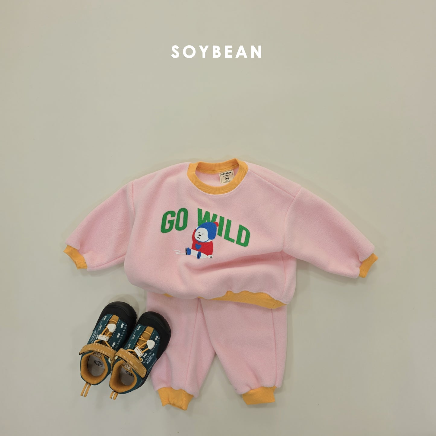 (Pre-order) Soybean Kids Winter - Baby Polar Bear Fleece Top & Bottom Set 아기백곰플리스상하복 (2 Colors)