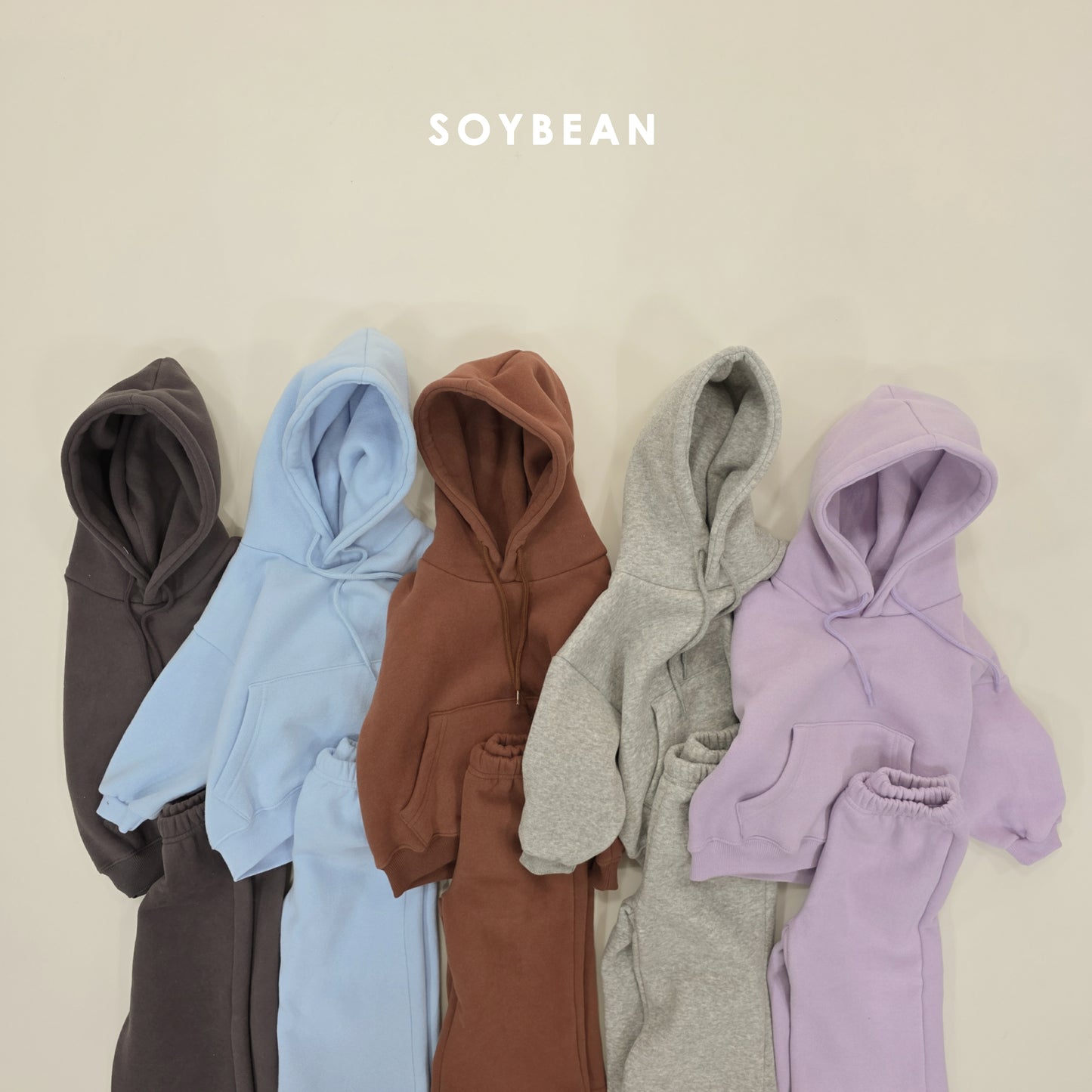 (Pre-order) Soybean Kids Winter - Hooded Fleece-Lined Wide Top & Bottom Set 후드와이드상하복 (5 Colors)