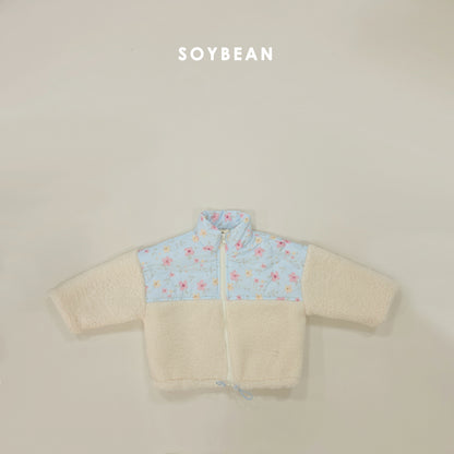 (Pre-order) Soybean Kids Winter - Flower Patch Sherpa Jacket 꽃배색양털JP (2 Colors)