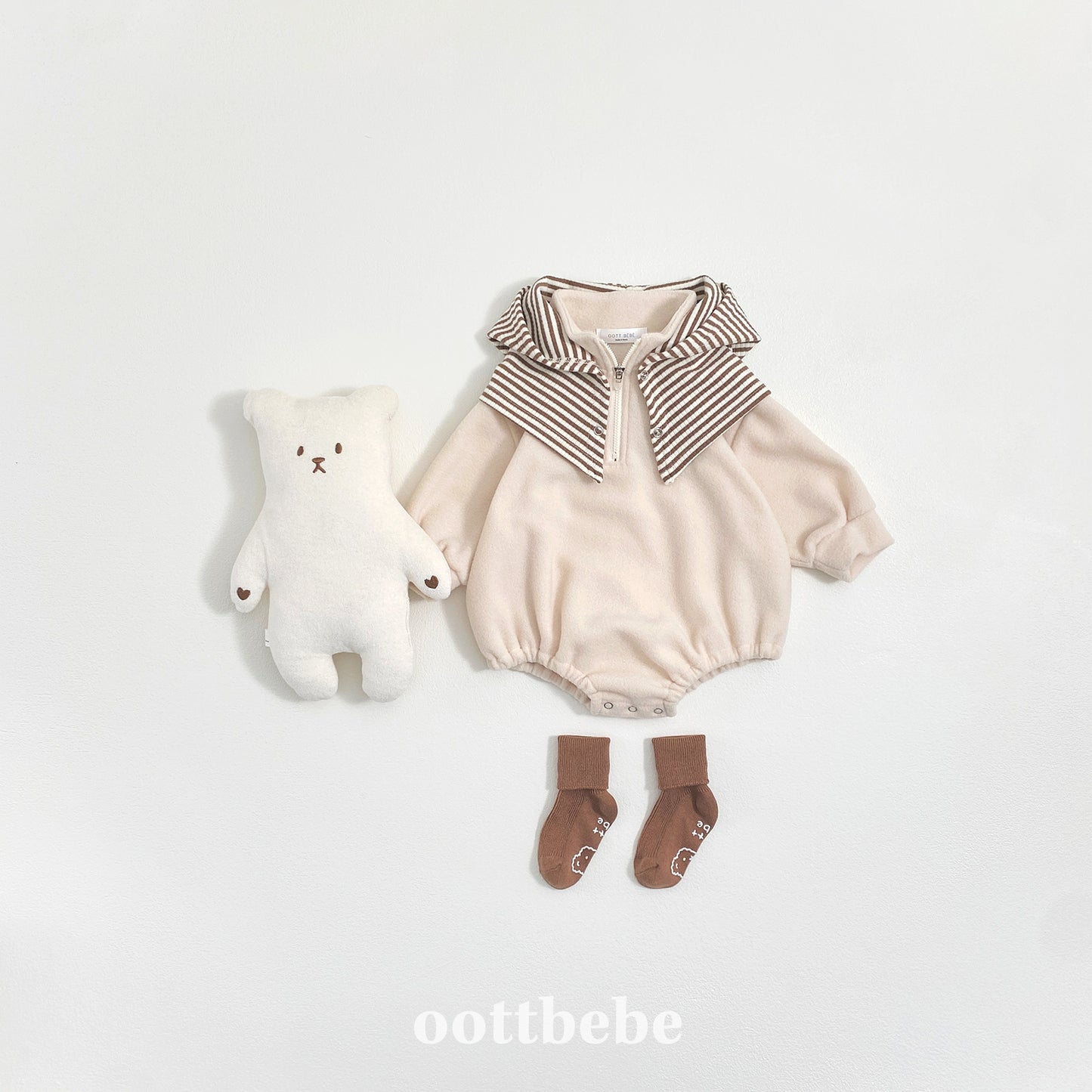 (Pre-order) OOTTBEBE Winter - Puppy Fleece Anorak Bodysuit 멍멍아노락슈트 (4 Colors)