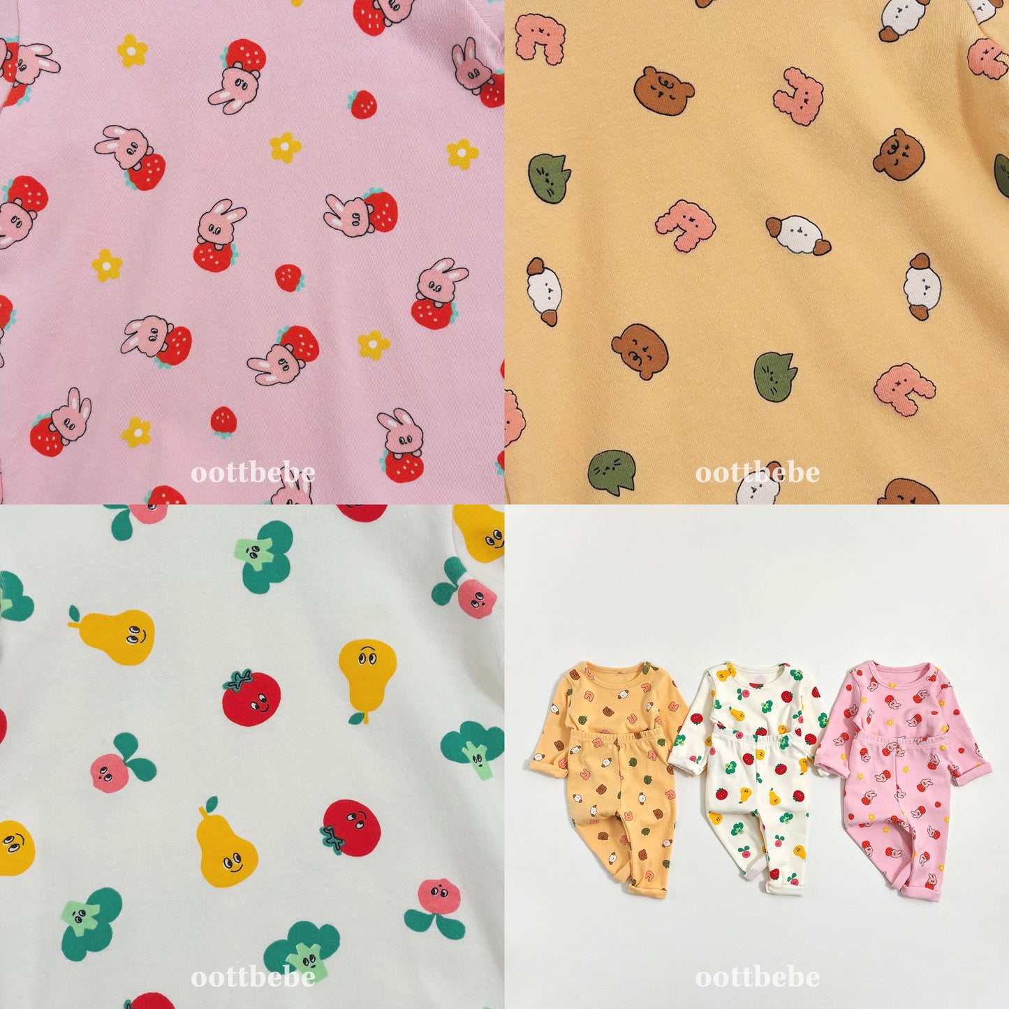 (Pre-order) OOTTBEBE Winter - Yum Yum Friends Homewear 얌얌친구실내복 (3 Colors)