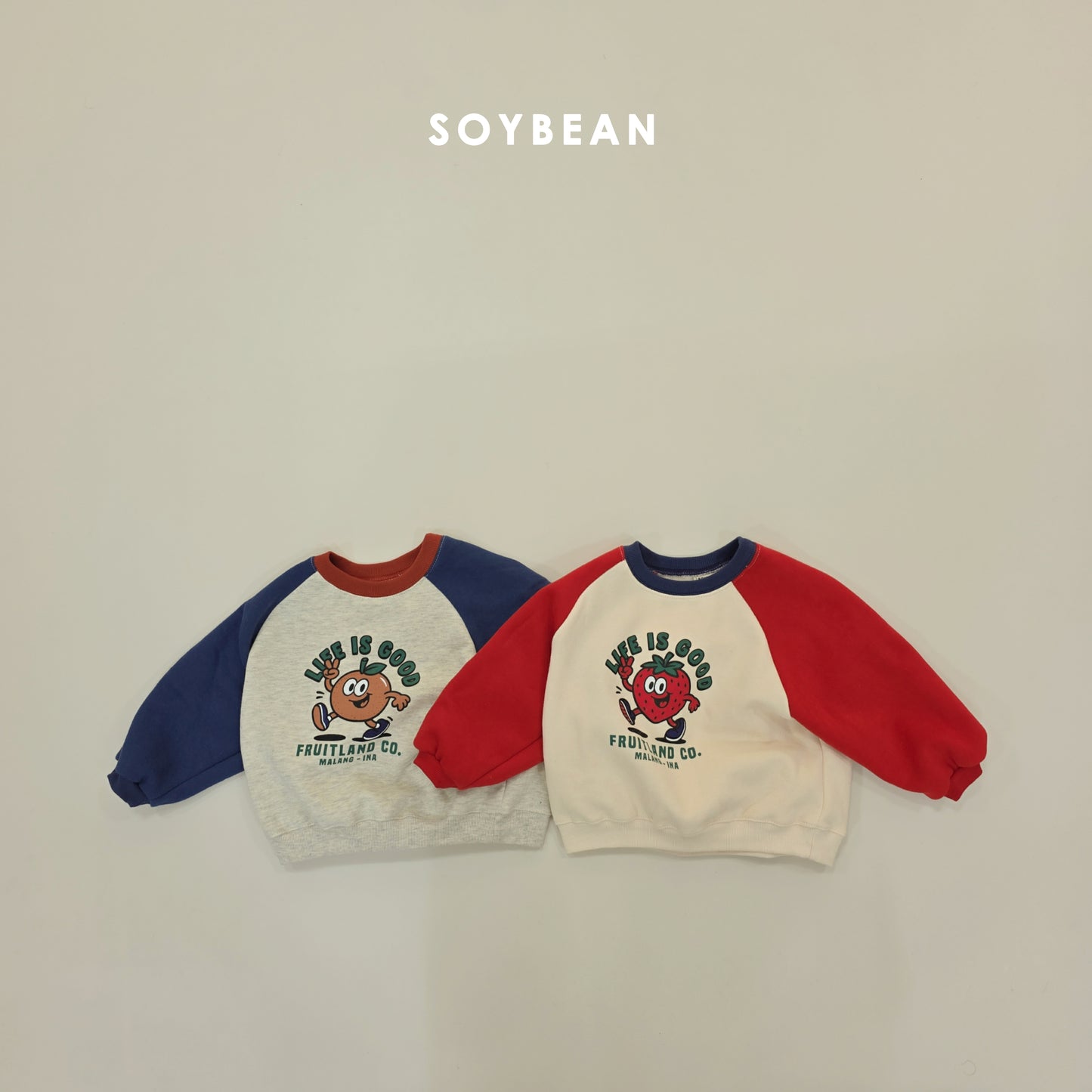 (Pre-order) Soybean Kids Winter - Fruit Raglan Fleece-Lined Sweatshirt 과일양기모맨투맨 (2 Colors)