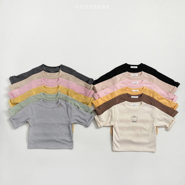 (Pre-order) OOTTBEBE - Kids’ Winter Duo T-Shirt Set 베이글 1+1 티셔츠 - Kids (6 Colors)