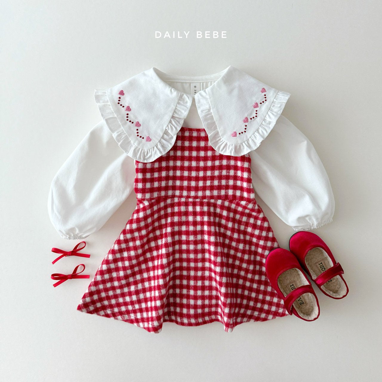 (Pre-order) Daily Bebe - Kids’ Christmas Eve Check Dress 이브체크원피스