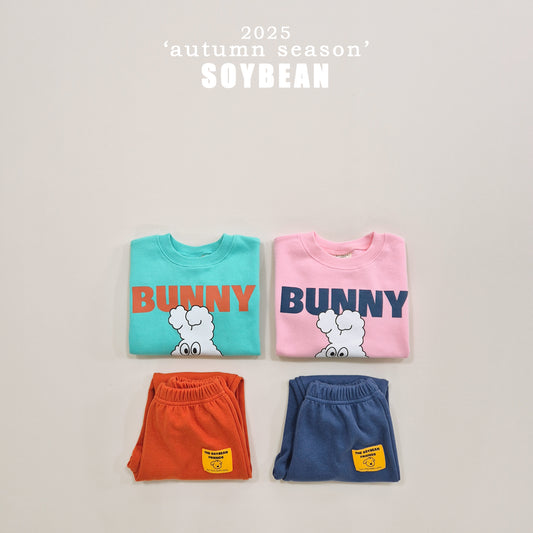 (Pre-order) Soybean Kids - Cloud Bunny Color Block Top & Bottom Set 구름토끼배색상하복 (2 Colors)